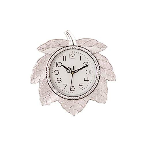 Horloge murale rétro haut de gamme design feuilles argentées et verre minéral LOI-030