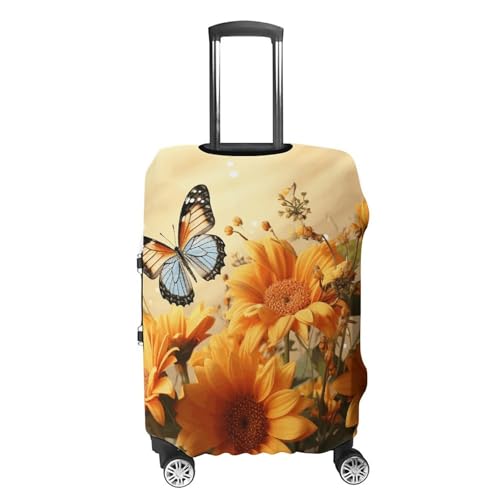 Luggage Cover Dustproof Anti-scratch Suitcase Cover Elastic Travel Suitcase Protector Cute Sunflower And Butterfly Washable Baggage Case Luggage Sleeves Fits 18-32 Inch Luggage4