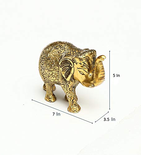 Image of KridayKraft Metal Gold Color Elephant for Decor Gift Items Home Office - 1 Pc