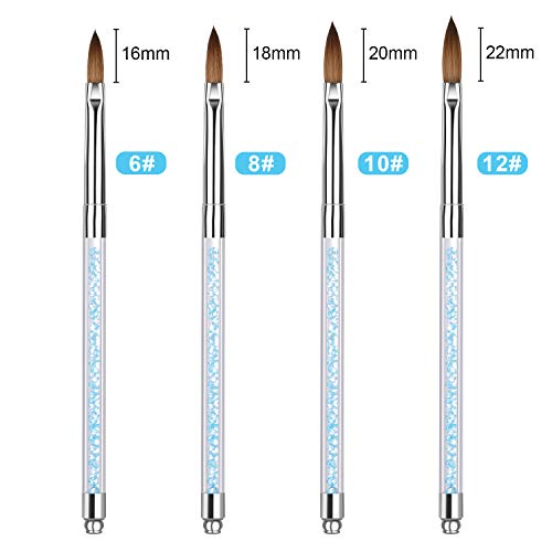 100% Kolinsky Sable Nail Brush, Larbois Acrylic Nail Art Brushes Set, Professional Application Lines Dotting Painting Drawing for Home and Salon Use Tools, 3 Pcs (# Size 12) - Thumbnail 6