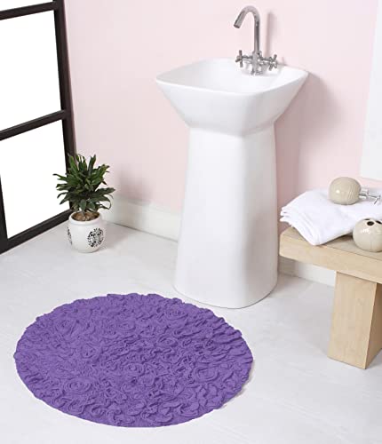 Home Weavers Bell Flower Collection 100% Cotton Tufted Bath Rugs, Extra Soft and Absorbent Bath Rugs, Non-Slip Bath Mats, Machine Washable, Bath Mats for Bathroom Floor and Tub, 22" Round, Purple