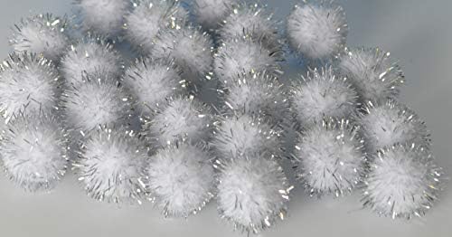 EliteKoopers 15mm Glitter Pom Poms Mini Fluffy Sparkle Balls for Decoration Art Craft (50Pcs)
