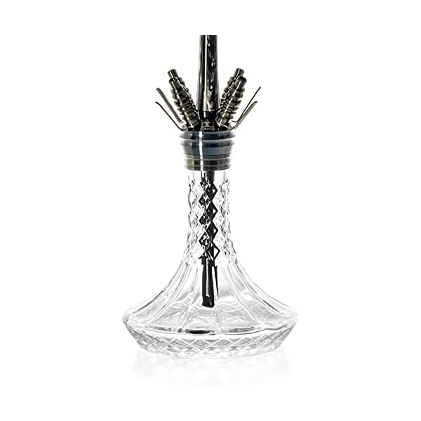 Camo Dignity Shisha Set V2A Edelstahl Silber 88 cm Hookah Wasserpfeife 18/8 Schliff Steinkopfset Molassefänger Close… – Bild 9