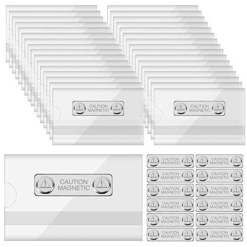 Dadabig 30 Pièces Badge Nom Aimanté Horizontal Personnalisé Magnétique Porte Badge Plastique Horizontal avec 30 Aimants Puissants