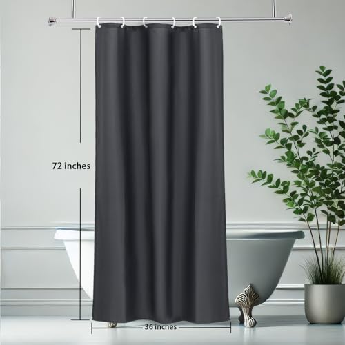 AooHome Stall Shower Curtain 36 Width x 72 Height Inch, Solid Fabric Bathroom Curtain for Hotel with Hooks, Water Repellent, Dark Grey by AooHome - Used condition - Image 8