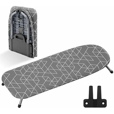 XABITAT Table Top Ironing Board with Wall Mount | D-Crease | Portable Space Saving Mini Laundry Room Iron Board | Foldable Small Ironing Board | Grey Cover