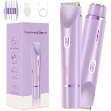 Bikini Trimmer for Women,2 in 1 Dual Head Bikini Shaver & Body Shaver,Cordless & Waterproof Electric Bikini Trimmer for Women, Painless Hair Removal with Silky Glow Finish,Purple8