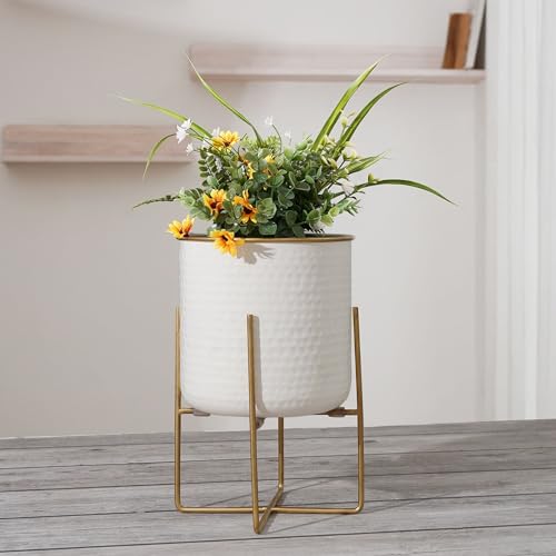 BEHOMA Metal Indoor Planter for Table Top and Floor | Living Room Drawing Room Planter | Office Desk Decoration | 9.6” (Height) by 6.4” (Dia)|White Colour 1 PC (Plant NOT Included) (B0BP6RCJSK) Amazon Price History, Amazon Price Tracker