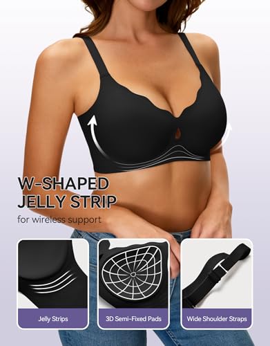 NIASOUL Wireless Bras for Women, No Underwire Seamless Push Up T-Shirt Bra - image 4