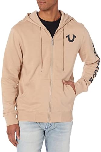 True Religion Men's Nice Day Zip Up Hoodie, Light Taupe, Small : Amazon.sg:  Fashion