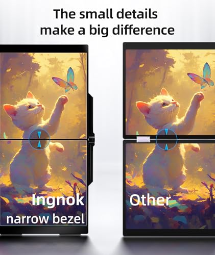 Image of Ingnok Dual Monitor, Dual 15.6 inch & 18.5 inch Laptop Screen Extender with 4 Speakers, Mini HDMI and Type-C Ports Ensure Easy Plug-and-Play with laptops, PCs, and Mini PCs