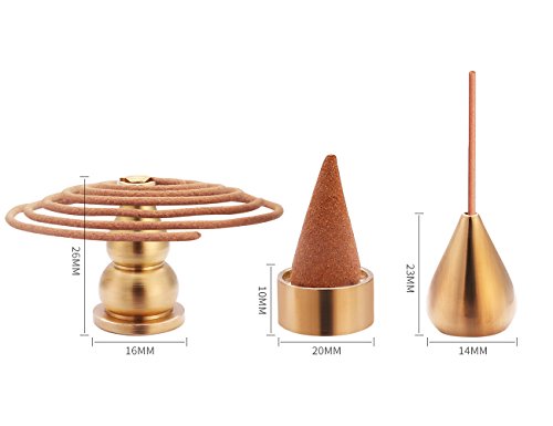 Brass Incense Holder 3 Styles, Incense Cone Burner, Coil Incense Holder, Incense Stick Holder (6 Pieces) #TOP2