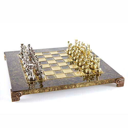 Jeu d'échecs grecque romaine échiquier marron en métal