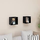Mensole Cubo da Parete 2 pz Nero Lucido 22x15x22 cm