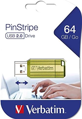 Verbatim PinStripe USB flash drive 64GB - USB 2.0 - USB memory stick - for laptop notebook ultrabook TV car stereo - USB 2.0 stick - data-stick with sliding mechanism - eucalyptus green