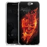 DeinDesign Coque en Silicone Compatible avec HTC One A9 Etui Silicone Coque Souple Tête de Mort Feu Crâne