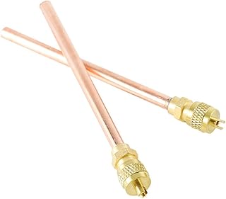 Brass and Copper 1/4" SAE x 1/4" OD x 4" Stem Service Access Valve HVAC AC Schrader System Refrigeration (Pack of 2)