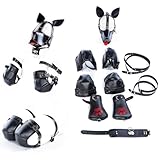 YZPNBW SM Rollenspiel Fesselanzug Paar Hundesklave Fesseln Handschellen Fesseln Reihe Spielzeuge Sex Männer Damen Flirten Bett Fesseln Hundemaske Fetisch Training Schutzausrüstung Ellenbogen Knie