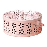 ZWEquipint Porta bobina di moscerino portatile: bruciatore di incenso in ferro con manico per la casa, vassoio in metallo per bobine di sandalo e, 13,5 x 5 cm (rosa)