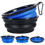 Vivifying 2 Faltbare Hundenäpfe, Reisenapf aus Silikon Bisphenol-A-frei Faltbarer Napf für Unterwegs zum Tränken und Füttern (Schwarz+Blau)