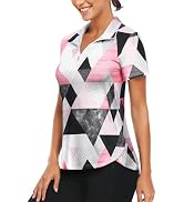 Vldnery Womens Golf Polo Shirts Quarter Zip Up Short Sleeve Printed Clothes Moisture Wicking Tenn...