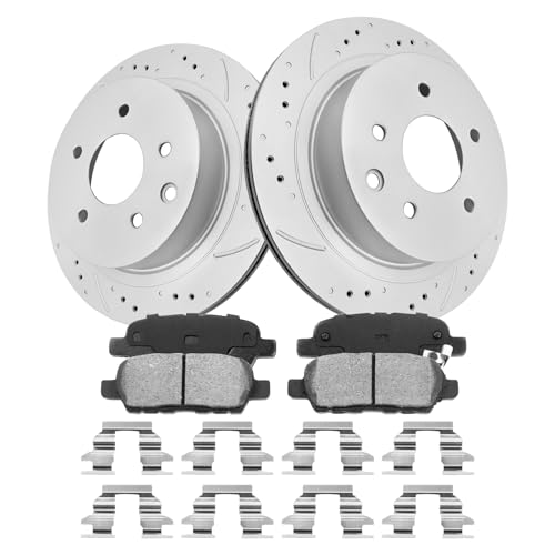 GAIASURGE Rear Brake Pads and Rotors Kit for Rogue [ 2008-2020 ], Geomet Coated Brake Kit, Drilled and Slotted Brake Rotors Pads [ 11.5in ], Automotive Replacement Brake Kits 31349 D1288 by GAIASURGE - Used condition - US$91.19