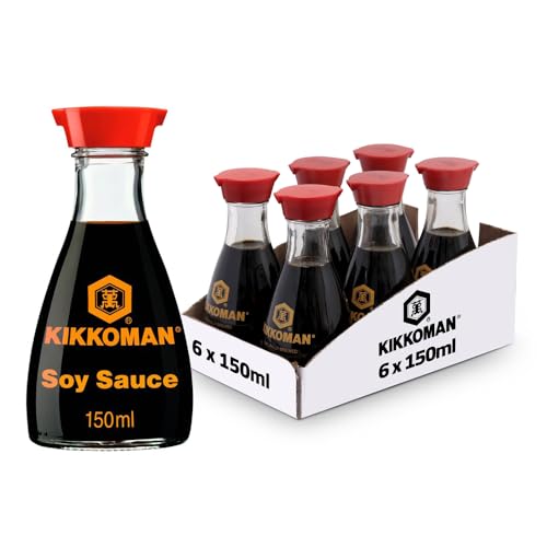Kikkoman Naturally Brewed Original Soy Sauce 150 ml | 100% Natural Ingredients | Authentic Premium Japanese Soy Sauce | Rich Umami Flavour ideal for Asian Sushi & Stir Fries | Vegan | Bulk Pack of 6