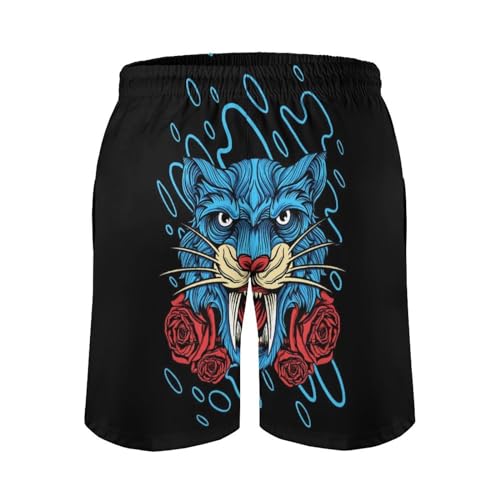 Maillot de bain séchage rapide au design exclusif bleu léopard S