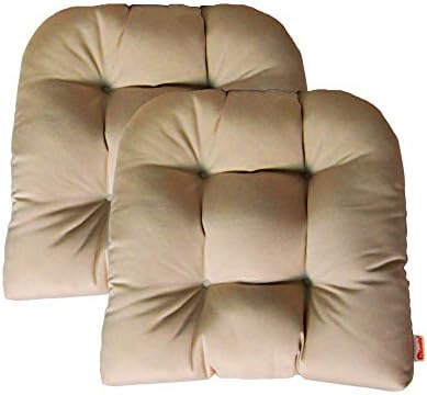RSH Décor Indoor Outdoor Sunbrella 2 pk Wicker Patio Chair Seat Cushion Pillow Water Resistant Pad - Choose Color (Canvas Antique Beige)