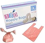 150 Pack Nappy Fragranced Bags - Tie Handle Baby Nappy Changing Disposable Bags | Scented Bin Adult Waste Sacks | Scented For Dog Poo