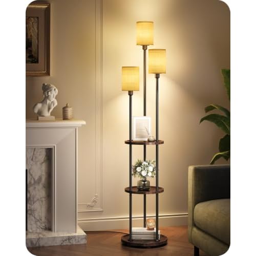Floor Lamp with Shelves, 3-Light Floor Lamps for L
