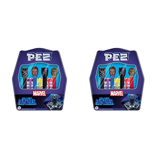 Pez Black Panther Gift Set - Includes 4 Dispensers (Black Panther, Shuri, Purple Black Panther, And Okoye) + 6 Candy Refills In Collectible Tin, Orange,Purple, 1 Count, 13.3 Ounces (Pack Of 2) #TOP5