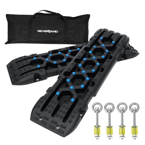 NEVERLAND Traction Boards Recovery Tracks - Traction Boards Offroad Recovery Tracks for Sand Mud Snow, Recovery Boards for 4X4 Vehicle RV Truck Jeep SUV Emergency Tire Traction (Black)