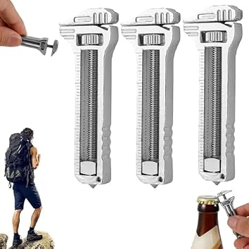 Compact Titanium Multitool, Portable Mini Multitool Wrench, Adjustable Wrench Alloy Tool with Bottle Opener, Nail Puller, and Caliper, for Home, Camping, and DIY Projects 3pcs