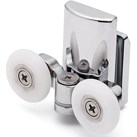 2 x L067 ShowerPart Zinc Alloy Shower Door Bottom Rollers for Sliding Shower Door Replacement Parts Stainless Steel with Brass Axis Wheel Diameter 23mm 6mm Thick Glass. Wheel Thickness 5.8mm Cover