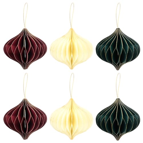 PORUPAEL 6 Stück Wabenpapier Ornamente Hängende Weihnachtsdekoration...