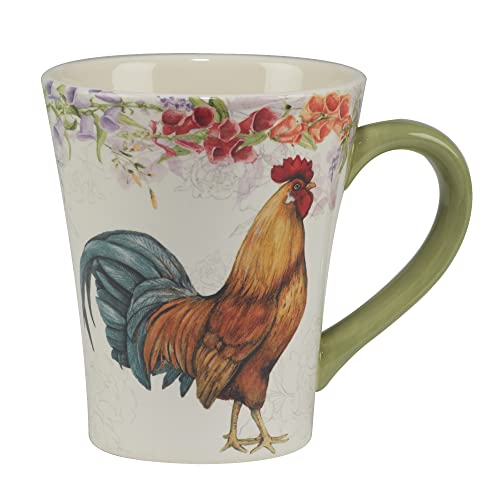 Certified International Floral Rooster 20 Oz. Mugs, Set Of 4 Assorted Designs, Multicolor #TOP2