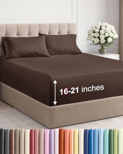 Image of Extra Deep Pocket Full Size Sheet Set - Breathable & Cooling - Brown