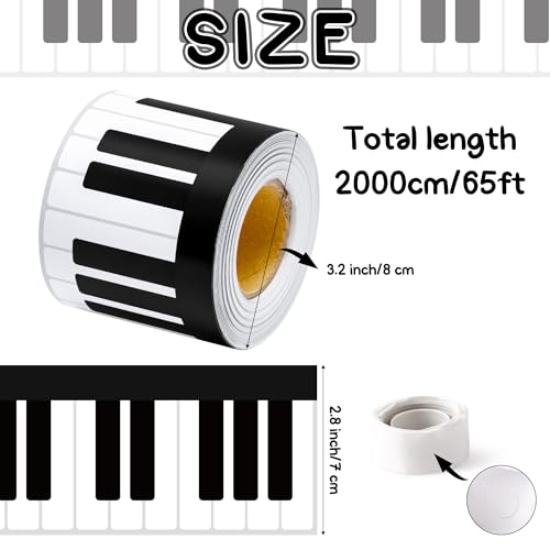 Image of BeYumi Piano Keyboard Border Trim - 65ft Back to School Music Piano Keyboard Straight Rolled Border Trim Black White Music Keys Bulletin Board Borders School Classroom Office Chalkboard Party Decor