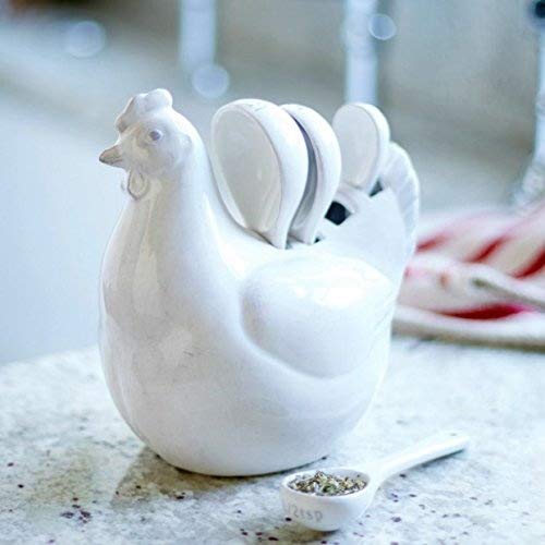 Tutti Decor Country Style White Ceramic Hen Measuring Spoon Set by Gisela Graham