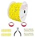 Reliabe1st 125 Feet Yellow Plastic Safety Barrier Chain with 12 S-Hooks | 12 Carabiner Clips | 2 Chain Connector | Caution Security Chain Safety Chain for Crowd Control, Construction Site