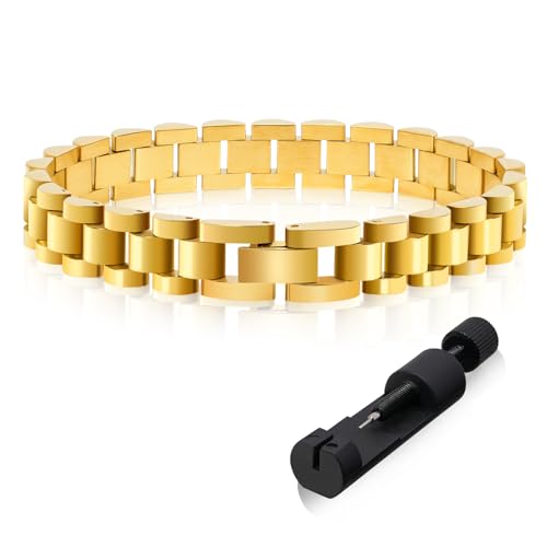Cadeaux de mode pour femmes et hommes : bracelet montre Yowivon en acier maillons épais