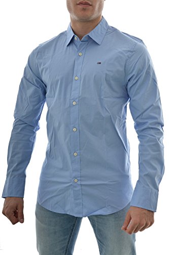 Tommy Hilfiger Original Stretch Shirt Camisa, Azul (Lavender Lustre), M Para Hombre