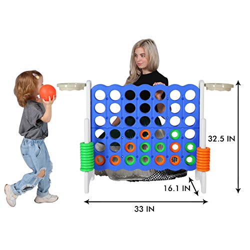Lddal Sdadi Giant 4 In A Row Yard Connect Game, Basketball Activity Backyard Floor Games For Kids And Adults, 33 Inch Board Games For Outdoor And Indoor Play, Family Fun Game, G4Cgbw, Blue/White #TOP1