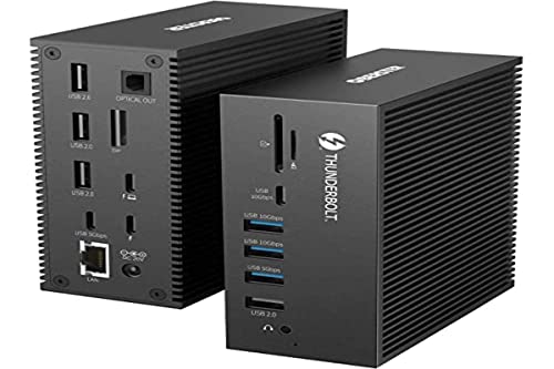 OBERSTER Docking Station Thunderbolt 3 18 i 1 USB C Dock 40 Gbit/s med DP 8K@30Hz, 4K@60Hz dubbelskärm, PD 60W, USB-C 10Gbs, 2xUSB-A 10Gbs, SD/TF, Ljud, Gigabit Ethernet, MacBook Mac och Windows