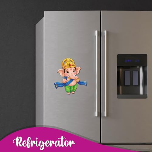 Image of Bhai Please Ganesh with Ladoo Wooden Fridge Magnet (Pack of 1) |Hindu God, Spiritual, Divine, Devotional, Housewarming Gift and Decorations