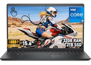 Dell Inspiron 15 Ordinateur portable à écran tactile FHD de 15,6 po, Intel Core i5-1334U, 32 Go de RAM 2 To SSD, Windows 11 Home en mode S, Wi-Fi 6, pour étudiants et usage domestique
