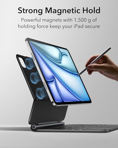 Image of ESR for iPad Air 11 inch Case with Keyboard M4 /M3 /M2 (2026 /2025 /2024), iPad Pro 11 & Air 5 /4th Magic Keyboard Case, Easy-Set Floating Cantilever Stand, Precision Multi-Touch Trackpad, Black
