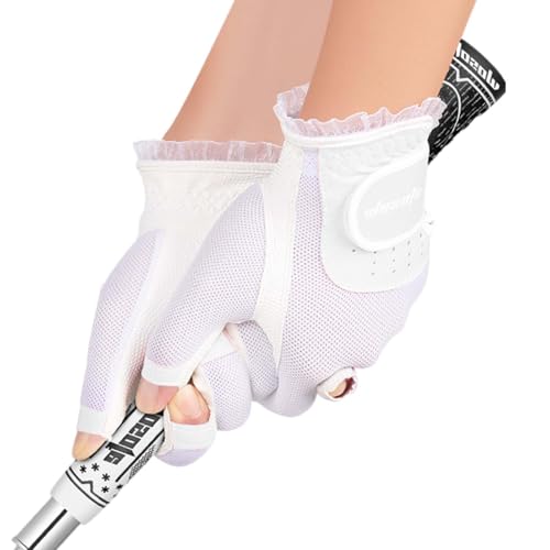 Generisch Damen Golfhandschuhe Fingerlos Weiß Spitze