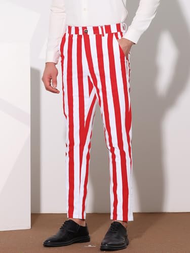 Lars Amadeus Men's Striped Pants Casual Skinny Fit Color Block Pencil Dress Trousers2